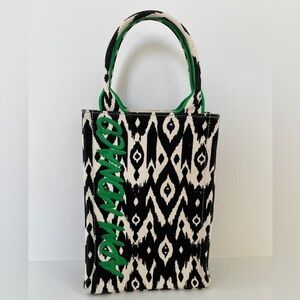 APM MONACO Petite Tote Les Perles Open Top Ikat Print Tribal Small Shopping Bag